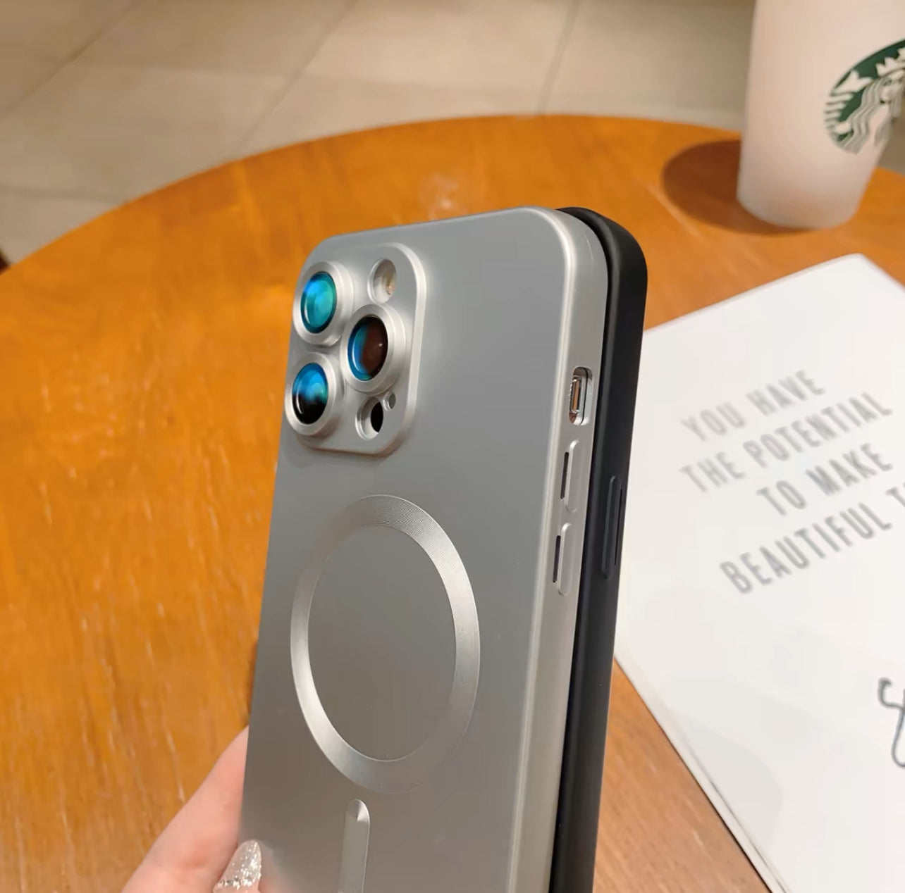 (New 2024 Style!) Premium Metallic Crystal MagSafe Phone Case with Build-on Lens Protector- iPhones (New 2024 Style!) Premium Metallic Crystal MagSafe Phone Case with Build-on Lens Protector- iPhones